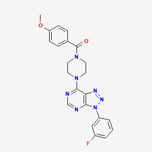 molecular formula C22H20FN7O2 B2784313 (4-(3-(3-fluorophenyl)-3H-[1,2,3]triazolo[4,5-d]pyrimidin-7-yl)piperazin-1-yl)(4-methoxyphenyl)methanone CAS No. 920227-26-5