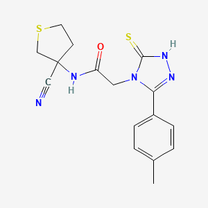 molecular formula C16H17N5OS2 B2784324 N-(3-cyanothiolan-3-yl)-2-[3-(4-methylphenyl)-5-sulfanyl-4H-1,2,4-triazol-4-yl]acetamide CAS No. 1808562-81-3