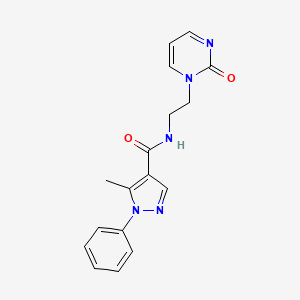 molecular formula C17H17N5O2 B2784332 5-甲基-N-(2-(2-氧代嘧啶-1(2H)-基)乙基)-1-苯基-1H-吡咯-4-甲酰胺 CAS No. 2320417-82-9