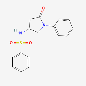 molecular formula C16H16N2O3S B2784337 N-(5-oxo-1-phenylpyrrolidin-3-yl)benzenesulfonamide CAS No. 905683-17-2