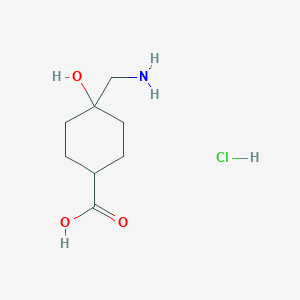 molecular formula C8H16ClNO3 B2784339 4-(Aminomethyl)-4-hydroxycyclohexane-1-carboxylic acid hydrochloride CAS No. 1989672-25-4