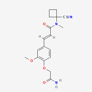 molecular formula C18H21N3O4 B2784342 (E)-3-[4-(2-amino-2-oxoethoxy)-3-methoxyphenyl]-N-(1-cyanocyclobutyl)-N-methylprop-2-enamide CAS No. 1356819-53-8
