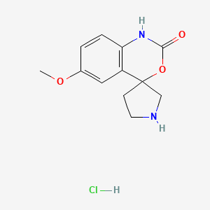 molecular formula C12H15ClN2O3 B2784357 6-Methoxyspiro[1H-3,1-benzoxazine-4,3'-pyrrolidine]-2-one;hydrochloride CAS No. 2361644-07-5