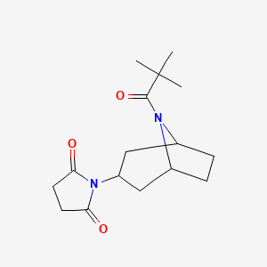 molecular formula C16H24N2O3 B2784361 1-((1R,5S)-8-戊酰基-8-氮杂双环[3.2.1]辛-3-基)吡咯烷-2,5-二酮 CAS No. 2059537-69-6