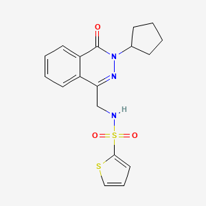 molecular formula C18H19N3O3S2 B2784364 N-((3-cyclopentyl-4-oxo-3,4-dihydrophthalazin-1-yl)methyl)thiophene-2-sulfonamide CAS No. 1448126-11-1