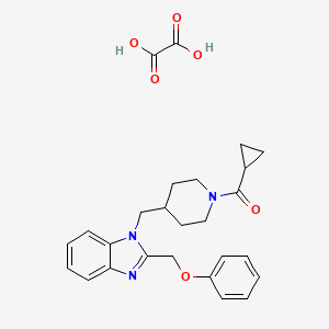 molecular formula C26H29N3O6 B2784377 cyclopropyl(4-((2-(phenoxymethyl)-1H-benzo[d]imidazol-1-yl)methyl)piperidin-1-yl)methanone oxalate CAS No. 1351662-07-1
