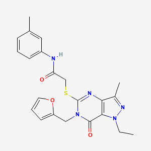 molecular formula C22H23N5O3S B2784383 2-({1-乙基-6-[(呋喃-2-基)甲基]-3-甲基-7-氧代-1H,6H,7H-吡唑并[4,3-d]嘧啶-5-基}硫)-N-(3-甲基苯基)乙酰胺 CAS No. 1358710-62-9