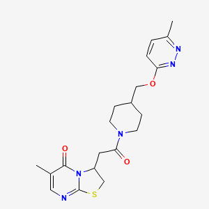 molecular formula C20H25N5O3S B2784384 6-Methyl-3-[2-[4-[(6-methylpyridazin-3-yl)oxymethyl]piperidin-1-yl]-2-oxoethyl]-2,3-dihydro-[1,3]thiazolo[3,2-a]pyrimidin-5-one CAS No. 2380032-68-6