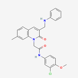 molecular formula C26H24ClN3O3 B2784396 2-[3-(anilinomethyl)-7-methyl-2-oxoquinolin-1(2H)-yl]-N-(3-chloro-4-methoxyphenyl)acetamide CAS No. 893790-86-8