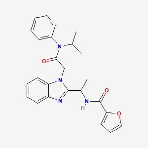 molecular formula C25H26N4O3 B2784400 N-[1-(1-{[苯基(异丙基)氨基甲酰基]-甲基}-1H-1,3-苯并咪唑-2-基)乙基]呋喃-2-羧酰胺 CAS No. 942864-48-4
