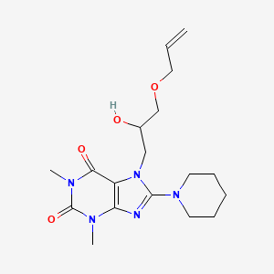 molecular formula C18H27N5O4 B2784402 7-(3-(allyloxy)-2-hydroxypropyl)-1,3-dimethyl-8-(piperidin-1-yl)-1H-purine-2,6(3H,7H)-dione CAS No. 876892-01-2
