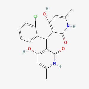 molecular formula C19H17ClN2O4 B2784408 3,3'-[(2-chlorophenyl)methanediyl]bis(4-hydroxy-6-methylpyridin-2(1H)-one) CAS No. 132559-89-8