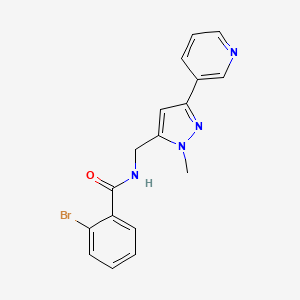 molecular formula C17H15BrN4O B2784411 2-溴-N-((1-甲基-3-(吡啶-3-基)-1H-吡唑-5-基)甲基)苯田酰胺 CAS No. 2034551-46-5