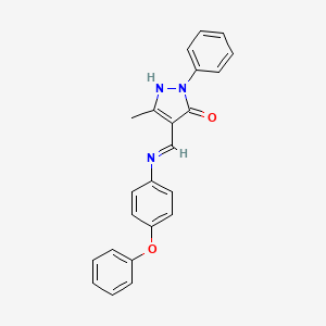 molecular formula C23H19N3O2 B2784413 3-Methyl-1-phenyl-4-(((4-phenoxyphenyl)amino)methylene)-2-pyrazolin-5-one CAS No. 1024888-77-4