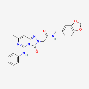 molecular formula C23H22N6O4 B2784414 N~1~-(1,3-benzodioxol-5-ylmethyl)-2-[7-methyl-3-oxo-5-(2-toluidino)[1,2,4]triazolo[4,3-c]pyrimidin-2(3H)-yl]acetamide CAS No. 1251558-11-8
