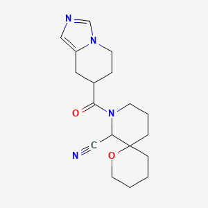 molecular formula C18H24N4O2 B2784417 8-(5,6,7,8-Tetrahydroimidazo[1,5-a]pyridine-7-carbonyl)-1-oxa-8-azaspiro[5.5]undecane-7-carbonitrile CAS No. 1951654-43-5