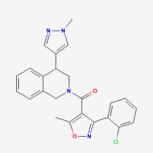 molecular formula C24H21ClN4O2 B2784418 (3-(2-chlorophenyl)-5-methylisoxazol-4-yl)(4-(1-methyl-1H-pyrazol-4-yl)-3,4-dihydroisoquinolin-2(1H)-yl)methanone CAS No. 2034614-18-9