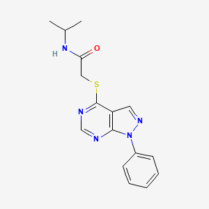 molecular formula C16H17N5OS B2784429 2-(1-phenylpyrazolo[3,4-d]pyrimidin-4-yl)sulfanyl-N-propan-2-ylacetamide CAS No. 893932-76-8