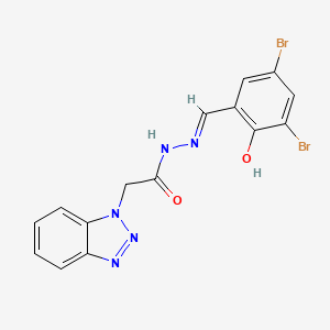 molecular formula C15H11Br2N5O2 B2784431 (E)-2-(1H-benzo[d][1,2,3]triazol-1-yl)-N'-(3,5-dibromo-2-hydroxybenzylidene)acetohydrazide CAS No. 315210-96-9