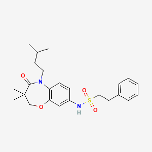 N-(5-isopentyl-3,3-dimethyl-4-oxo-2,3,4,5-tetrahydrobenzo[b][1,4]oxazepin-8-yl)-2-phenylethanesulfonamide