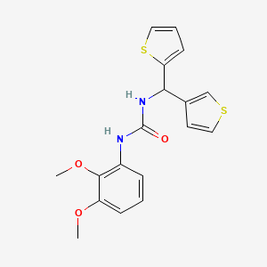 molecular formula C18H18N2O3S2 B2784444 1-(2,3-Dimethoxyphenyl)-3-(thiophen-2-yl(thiophen-3-yl)methyl)urea CAS No. 2034307-18-9