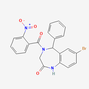 molecular formula C22H16BrN3O4 B2784448 7-bromo-4-(2-nitrobenzoyl)-5-phenyl-4,5-dihydro-1H-benzo[e][1,4]diazepin-2(3H)-one CAS No. 313683-89-5