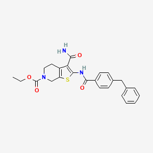 molecular formula C25H25N3O4S B2784454 ethyl 2-(4-benzylbenzamido)-3-carbamoyl-4,5-dihydrothieno[2,3-c]pyridine-6(7H)-carboxylate CAS No. 920476-36-4