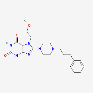 molecular formula C22H30N6O3 B2784456 7-(2-methoxyethyl)-3-methyl-8-(4-(3-phenylpropyl)piperazin-1-yl)-1H-purine-2,6(3H,7H)-dione CAS No. 878432-66-7