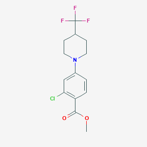 molecular formula C14H15ClF3NO2 B2784460 Methyl 2-chloro-4-[4-(trifluoromethyl)piperidino]benzenecarboxylate CAS No. 2062073-02-1