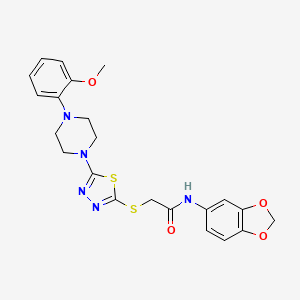 N-(benzo[d][1,3]dioxol-5-yl)-2-((5-(4-(2-methoxyphenyl)piperazin-1-yl)-1,3,4-thiadiazol-2-yl)thio)acetamide