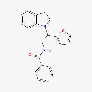 molecular formula C21H20N2O2 B2784477 N-(2-(furan-2-yl)-2-(indolin-1-yl)ethyl)benzamide CAS No. 898432-61-6
