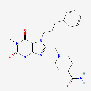 molecular formula C23H30N6O3 B2784478 1-{[1,3-dimethyl-2,6-dioxo-7-(3-phenylpropyl)-2,3,6,7-tetrahydro-1H-purin-8-yl]methyl}piperidine-4-carboxamide CAS No. 851942-37-5