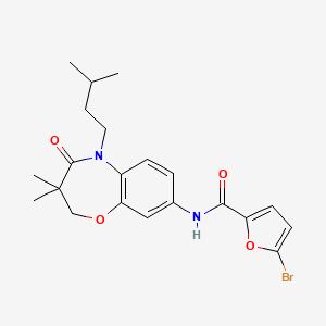 molecular formula C21H25BrN2O4 B2784481 5-bromo-N-(5-isopentyl-3,3-dimethyl-4-oxo-2,3,4,5-tetrahydrobenzo[b][1,4]oxazepin-8-yl)furan-2-carboxamide CAS No. 921585-74-2