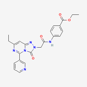 molecular formula C23H22N6O4 B2784483 ethyl 4-(2-(7-ethyl-3-oxo-5-(pyridin-3-yl)-[1,2,4]triazolo[4,3-c]pyrimidin-2(3H)-yl)acetamido)benzoate CAS No. 1428362-26-8
