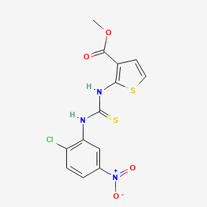 molecular formula C13H10ClN3O4S2 B2784486 Methyl 2-((((2-chloro-5-nitrophenyl)amino)thioxomethyl)amino)thiophene-3-carboxylate CAS No. 1024572-87-9