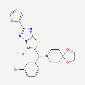 molecular formula C22H21BrN4O4S B2784490 5-((3-Bromophenyl)(1,4-dioxa-8-azaspiro[4.5]decan-8-yl)methyl)-2-(furan-2-yl)thiazolo[3,2-b][1,2,4]triazol-6-ol CAS No. 887220-95-3