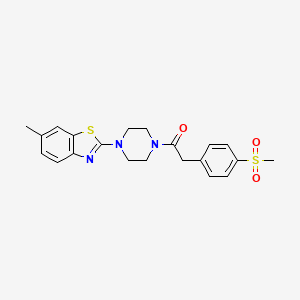 molecular formula C21H23N3O3S2 B2784492 1-(4-(6-Methylbenzo[d]thiazol-2-yl)piperazin-1-yl)-2-(4-(methylsulfonyl)phenyl)ethanone CAS No. 942008-81-3