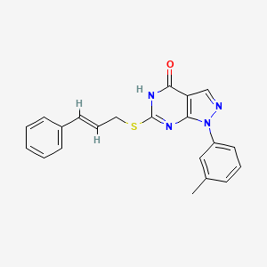 molecular formula C21H18N4OS B2784495 6-(cinnamylthio)-1-(m-tolyl)-1H-pyrazolo[3,4-d]pyrimidin-4-ol CAS No. 1020229-84-8