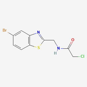 molecular formula C10H8BrClN2OS B2784496 N-[(5-Bromo-1,3-benzothiazol-2-yl)methyl]-2-chloroacetamide CAS No. 2411270-16-9