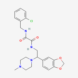 molecular formula C23H27ClN4O4 B2784499 N1-(2-(苯并[d][1,3]二氧杂环-5-基)-2-(4-甲基哌嗪-1-基)乙基)-N2-(2-氯苯甲基)草酰胺 CAS No. 896342-67-9