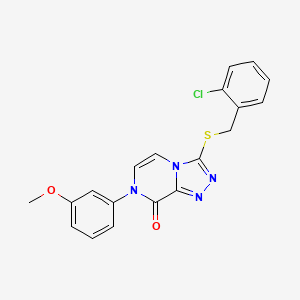 molecular formula C19H15ClN4O2S B2784501 3-[(2-chlorobenzyl)thio]-7-(3-methoxyphenyl)[1,2,4]triazolo[4,3-a]pyrazin-8(7H)-one CAS No. 1243075-24-2