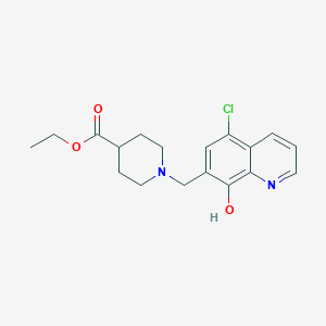 molecular formula C18H21ClN2O3 B2784508 乙酸-1-[(5-氯-8-羟基喹啉-7-基)甲基]哌啶-4-羧酸酯 CAS No. 325992-62-9