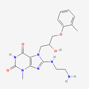 molecular formula C18H24N6O4 B2784515 8-(2-Aminoethylamino)-7-[2-hydroxy-3-(2-methylphenoxy)propyl]-3-methylpurine-2,6-dione CAS No. 505081-11-8