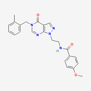 molecular formula C23H23N5O3 B2784520 4-methoxy-N-(2-(5-(2-methylbenzyl)-4-oxo-4,5-dihydro-1H-pyrazolo[3,4-d]pyrimidin-1-yl)ethyl)benzamide CAS No. 922062-32-6