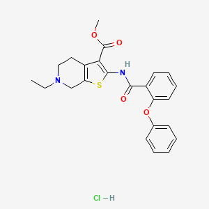 molecular formula C24H25ClN2O4S B2784534 Methyl 6-ethyl-2-(2-phenoxybenzamido)-4,5,6,7-tetrahydrothieno[2,3-c]pyridine-3-carboxylate hydrochloride CAS No. 1329633-04-6