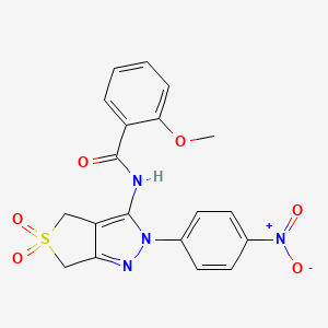2-methoxy-N-[2-(4-nitrophenyl)-5,5-dioxo-4,6-dihydrothieno[3,4-c]pyrazol-3-yl]benzamide