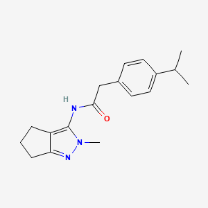 molecular formula C18H23N3O B2784543 2-(4-isopropylphenyl)-N-(2-methyl-2,4,5,6-tetrahydrocyclopenta[c]pyrazol-3-yl)acetamide CAS No. 1203315-81-4