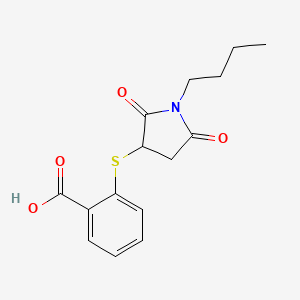 molecular formula C15H17NO4S B2784548 2-((1-Butyl-2,5-dioxopyrrolidin-3-yl)thio)benzoic acid CAS No. 459421-25-1