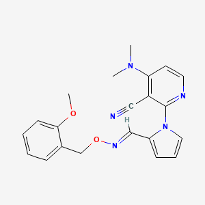 molecular formula C21H21N5O2 B2784555 4-(dimethylamino)-2-[2-({[(2-methoxybenzyl)oxy]imino}methyl)-1H-pyrrol-1-yl]nicotinonitrile CAS No. 303986-44-9