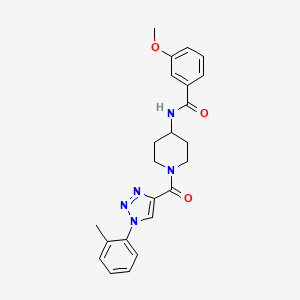 molecular formula C23H25N5O3 B2784556 3-methoxy-N-(1-(1-(o-tolyl)-1H-1,2,3-triazole-4-carbonyl)piperidin-4-yl)benzamide CAS No. 1251556-31-6